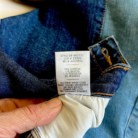 🍓Just Black two tone panel denim stretchy raw edge skirt Large - Picture 6 of 9